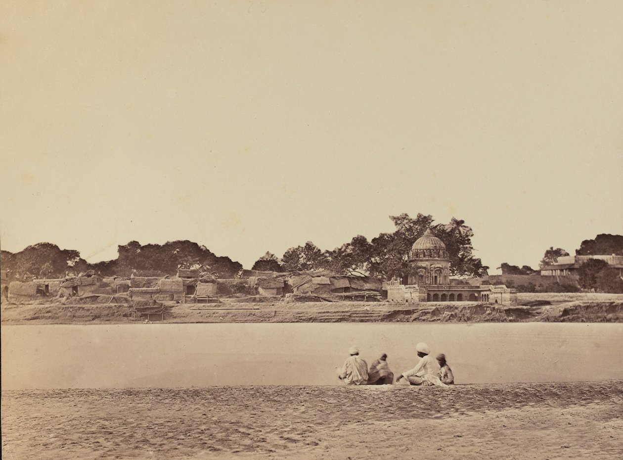 Village by a river, c.1858 by English Photographer