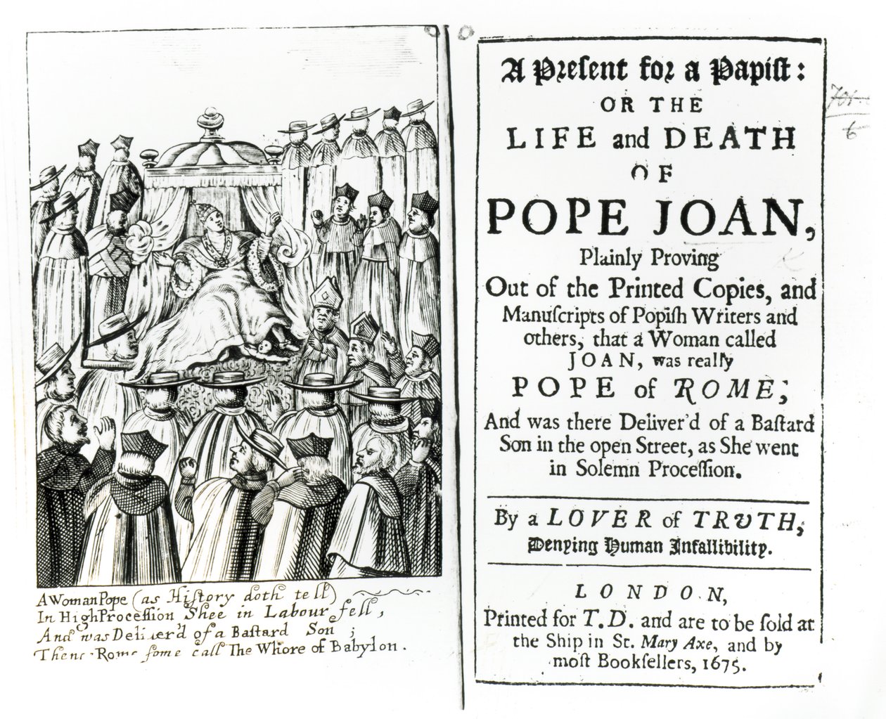 A Present for a Papist, or the Life and Death of Pope Joan, 1675 by English School