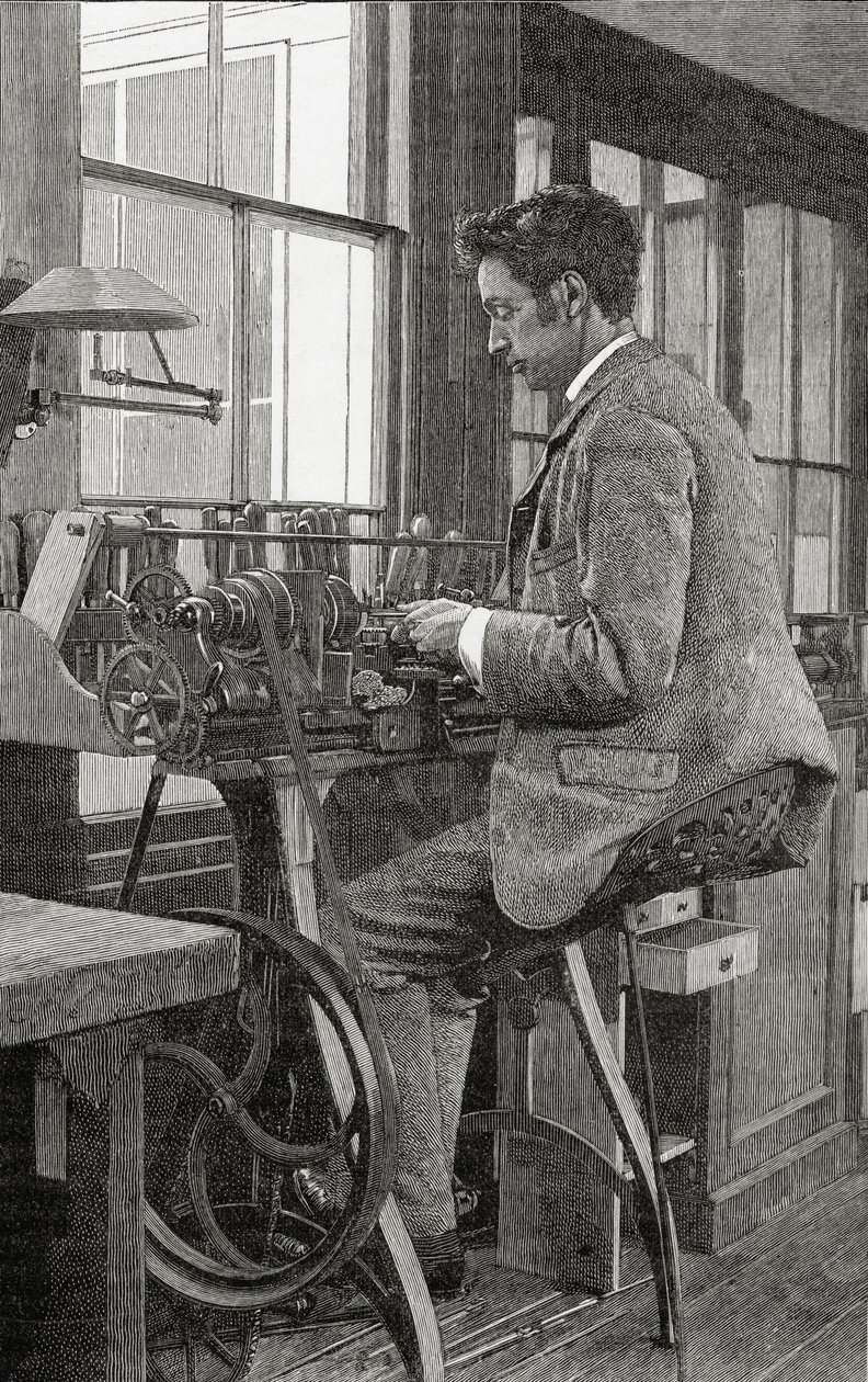 A Modern Lathe Turner at Work, from 