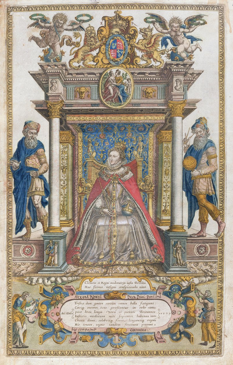 The Dedication to Queen Elizabeth I from a Book of Maps of England and Wales by Christopher Saxton, Published 1579 by English School