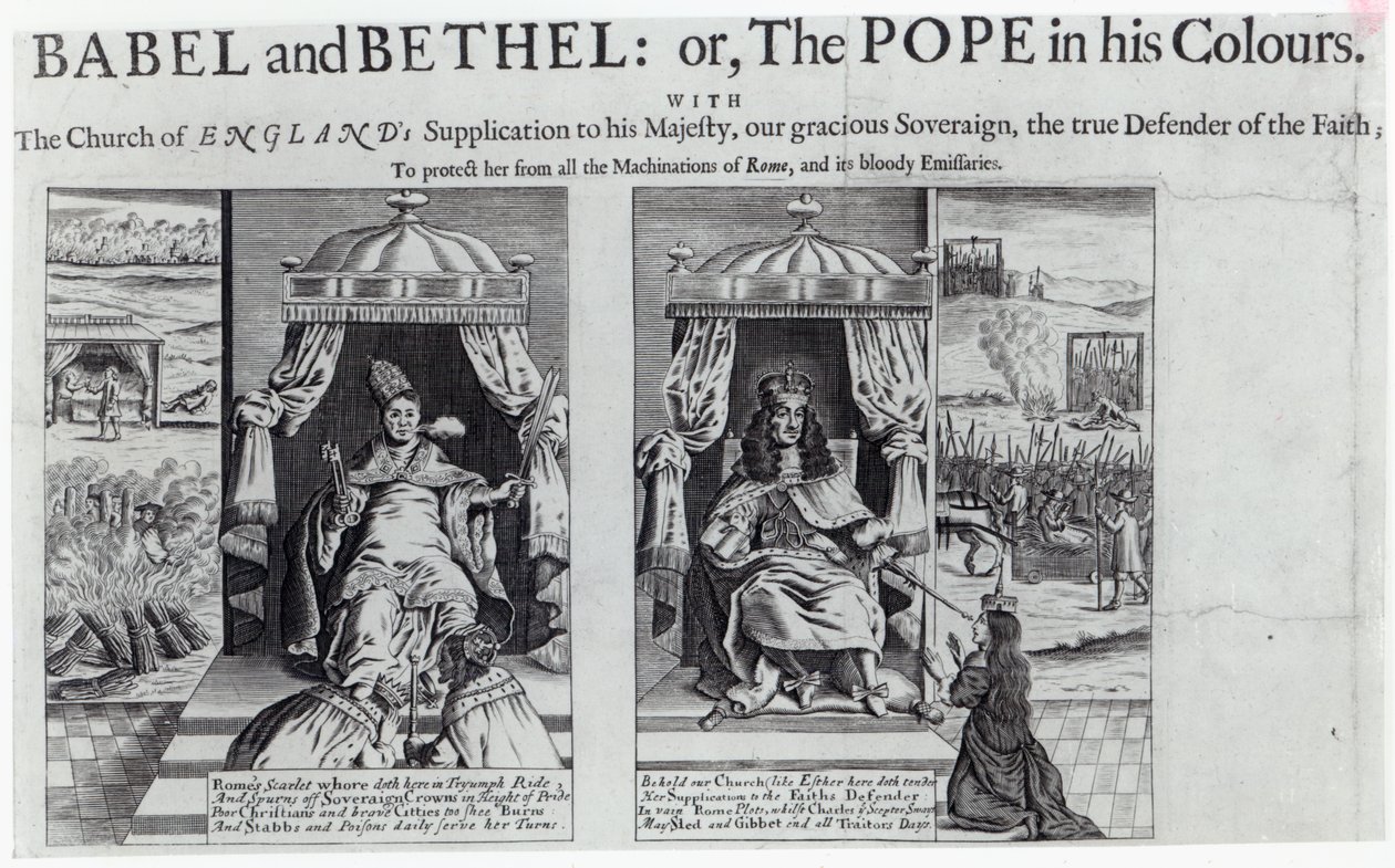 Babel and Bethel: or, the Pope in his Colours, 1679 by English School