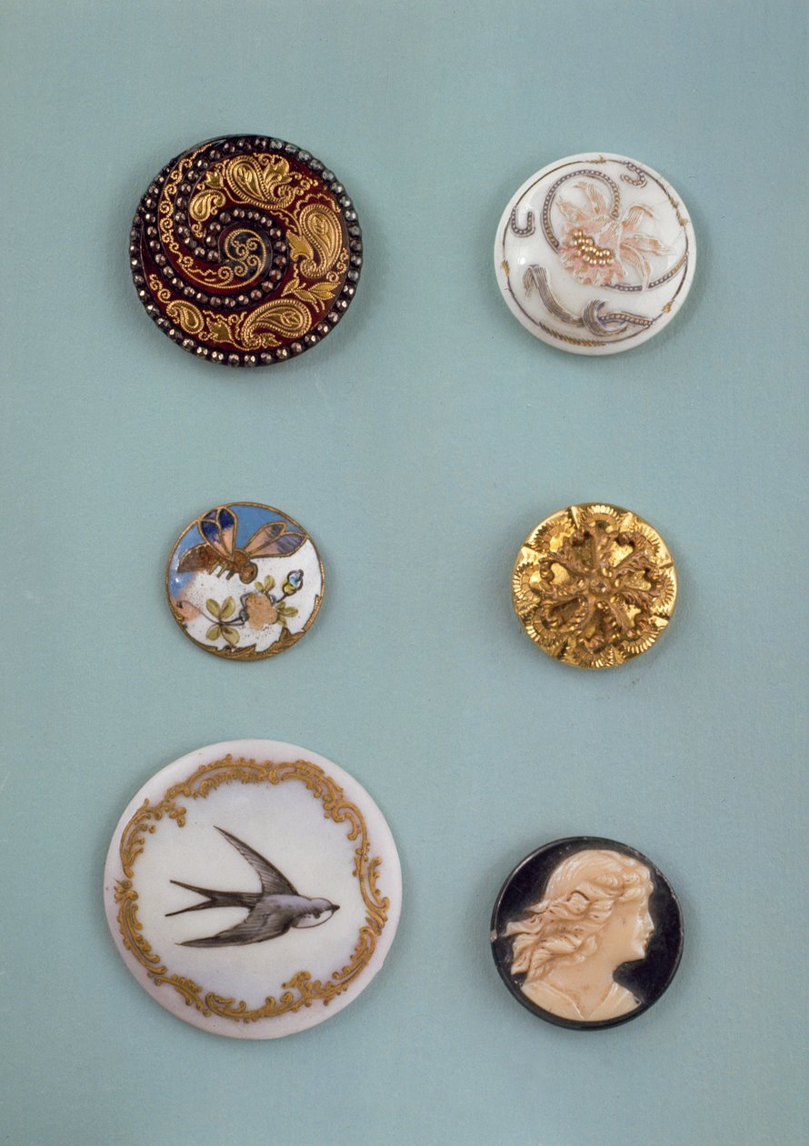Collection of buttons, English, mid 19th century by English School