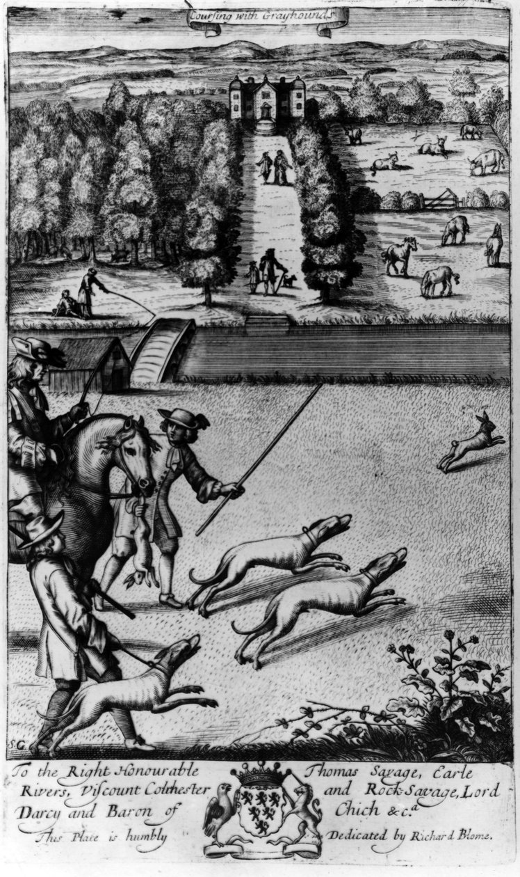 Coursing with Greyhounds, from 'The Gentleman's Recreation' published ...