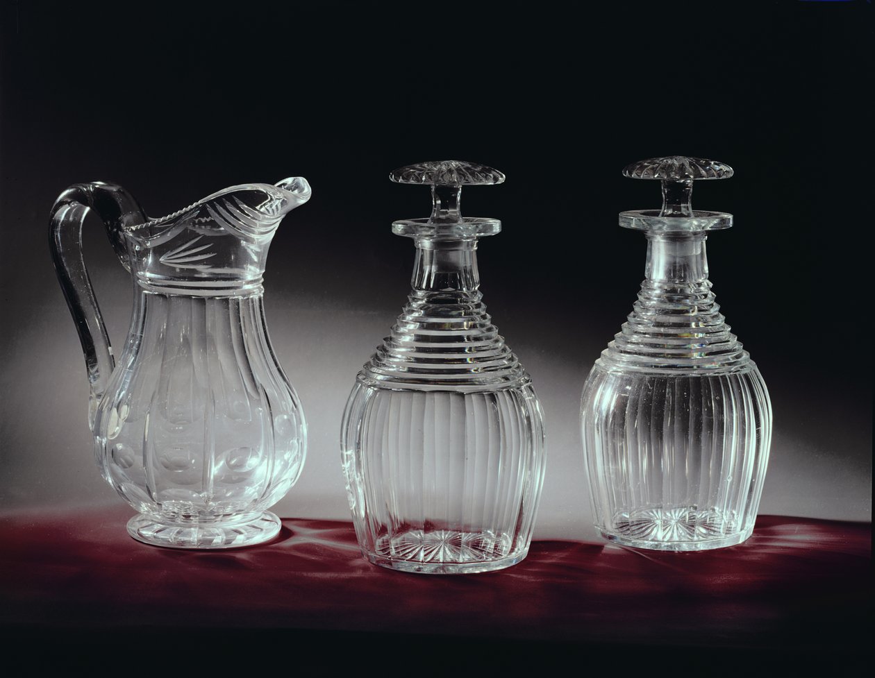 Cut glass decanters and jug, c.1840 by English School