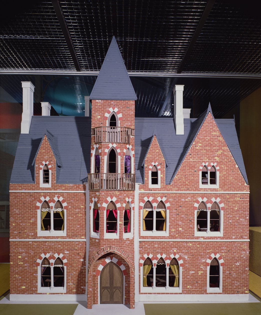Exterior of Victorian Gothic dolls house by English School