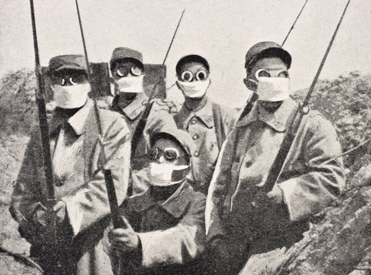 French Soldiers Wearing Gas Mask in 1915, from 