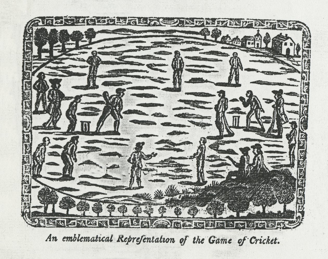 Game of cricket, 1774 by English School