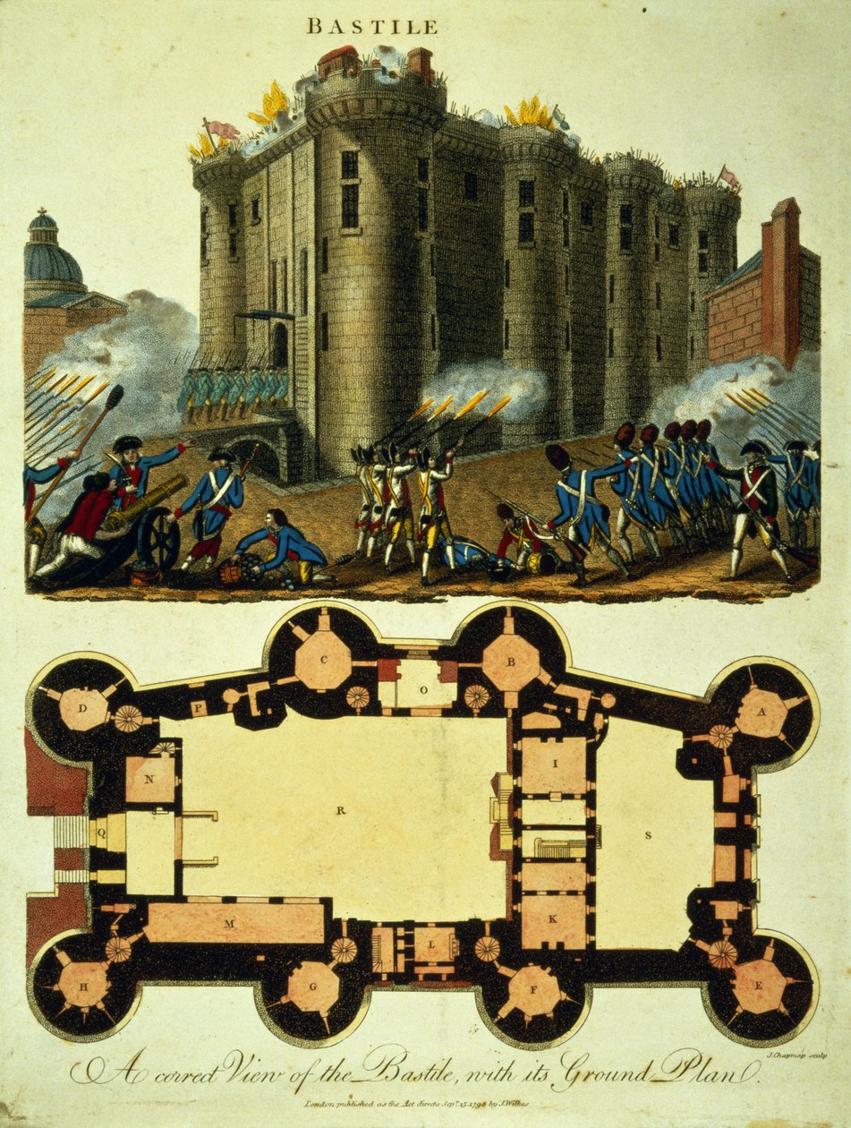 Ground Plan of the Bastille, engraved by J. Chapman, 1798 by English School