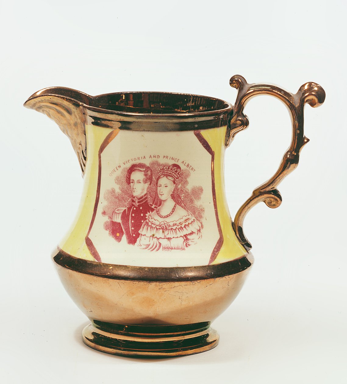 Lustreware jug commemorating the wedding of Queen Victoria, 1840 by English School