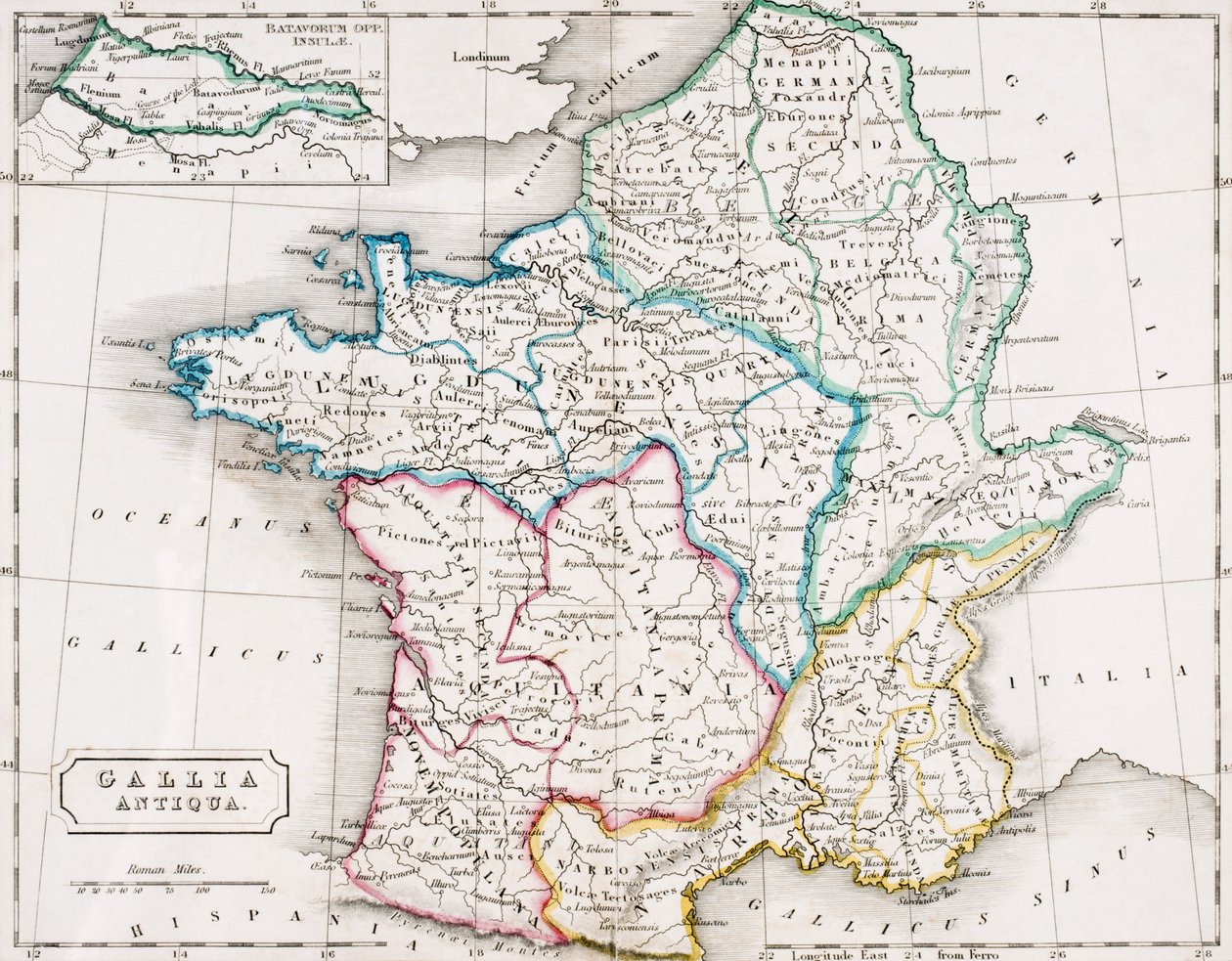 Map of France, Gallia Antique, from 
