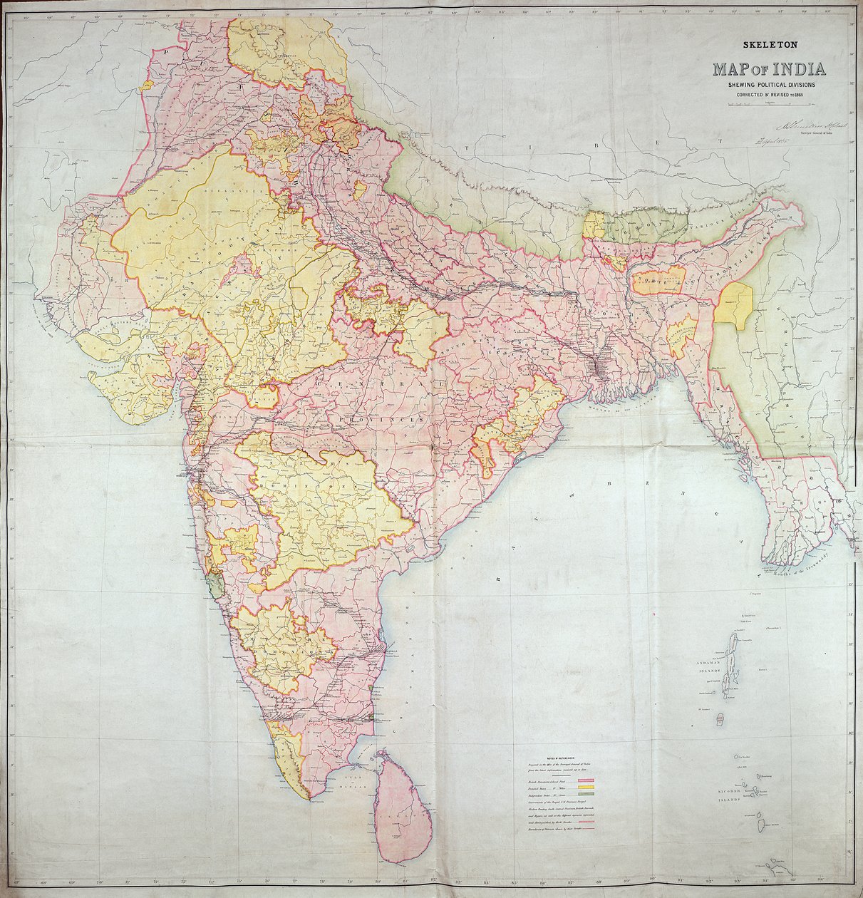Map of India, 1865 by English School