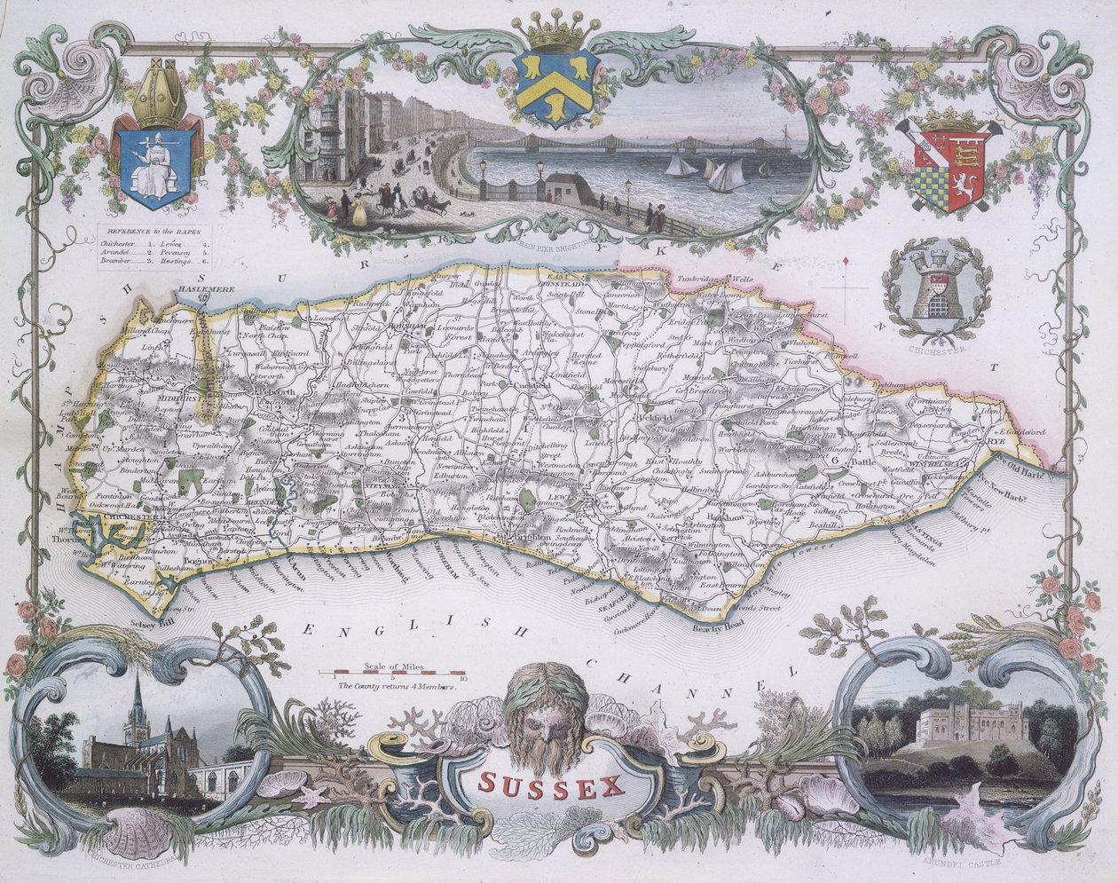 Map of Sussex by English School