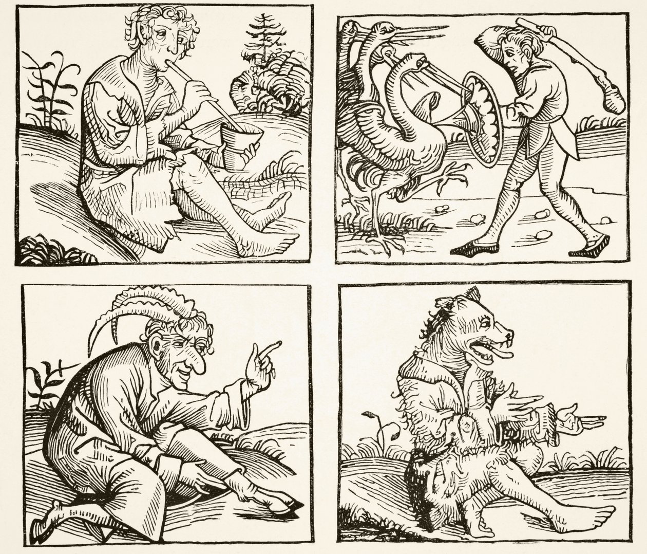 Monsters born from the deluge, after wood engraving in the 