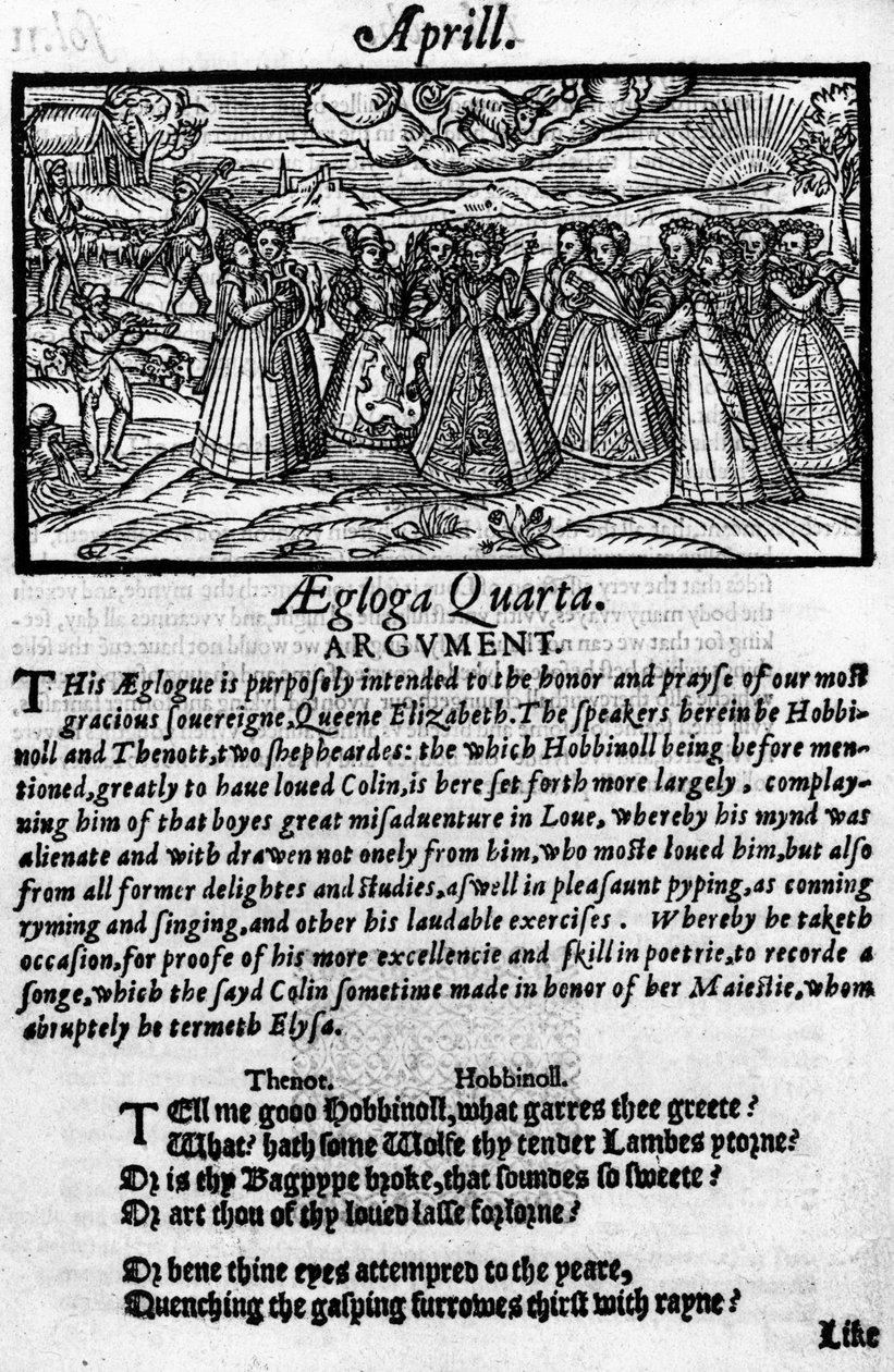 Month of April, from The Shepheardes Calender by Edmund Spenser, facsimile of original published in 1579 by English School
