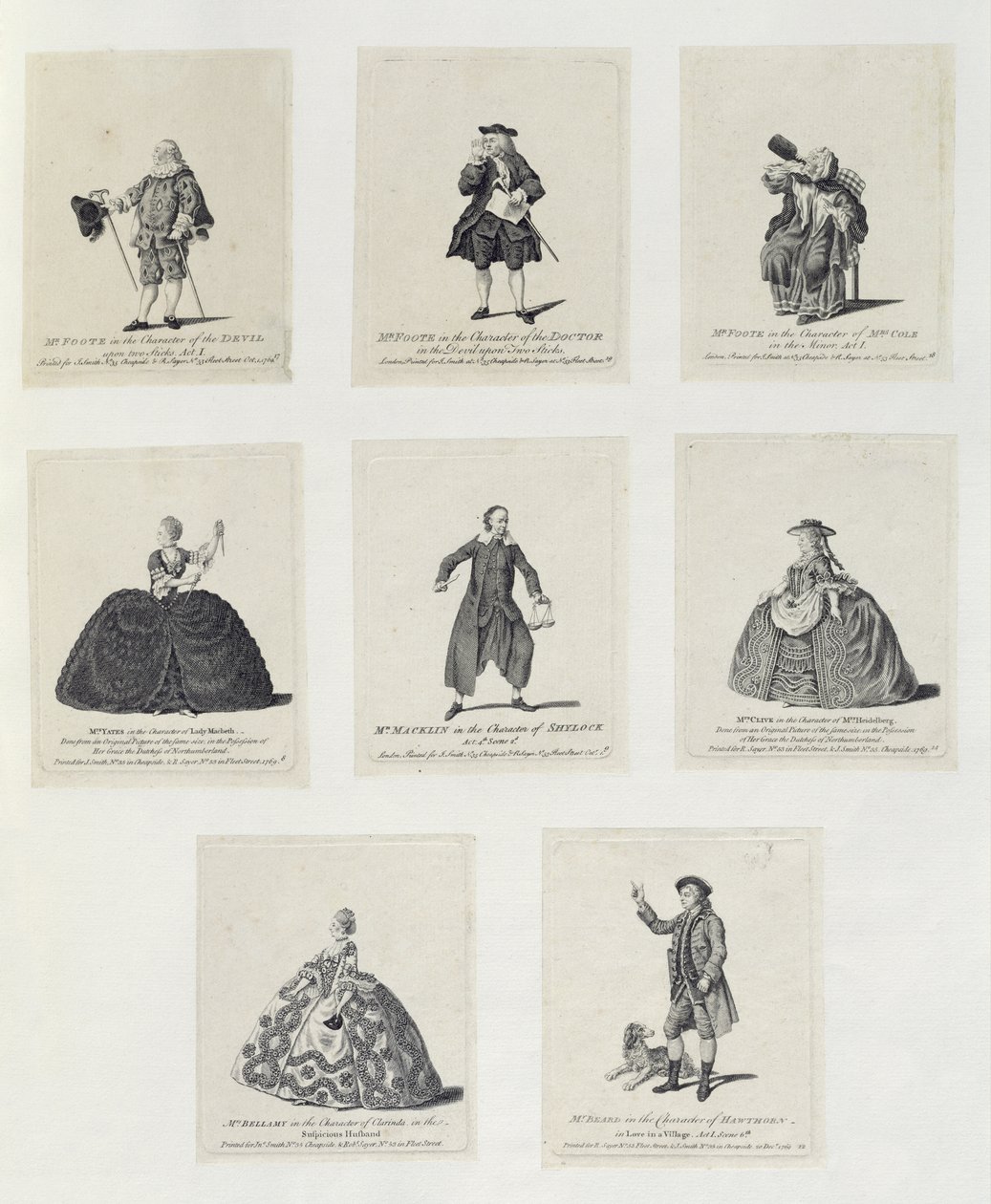Mr Foote in the Character of the Devil in The Devil Upon Two Sticks; Mr Foote in the Character of the Doctor in The Devil Upon Two Sticks; Mr Foote in the Character of Mrs Cole in The Minor by English School