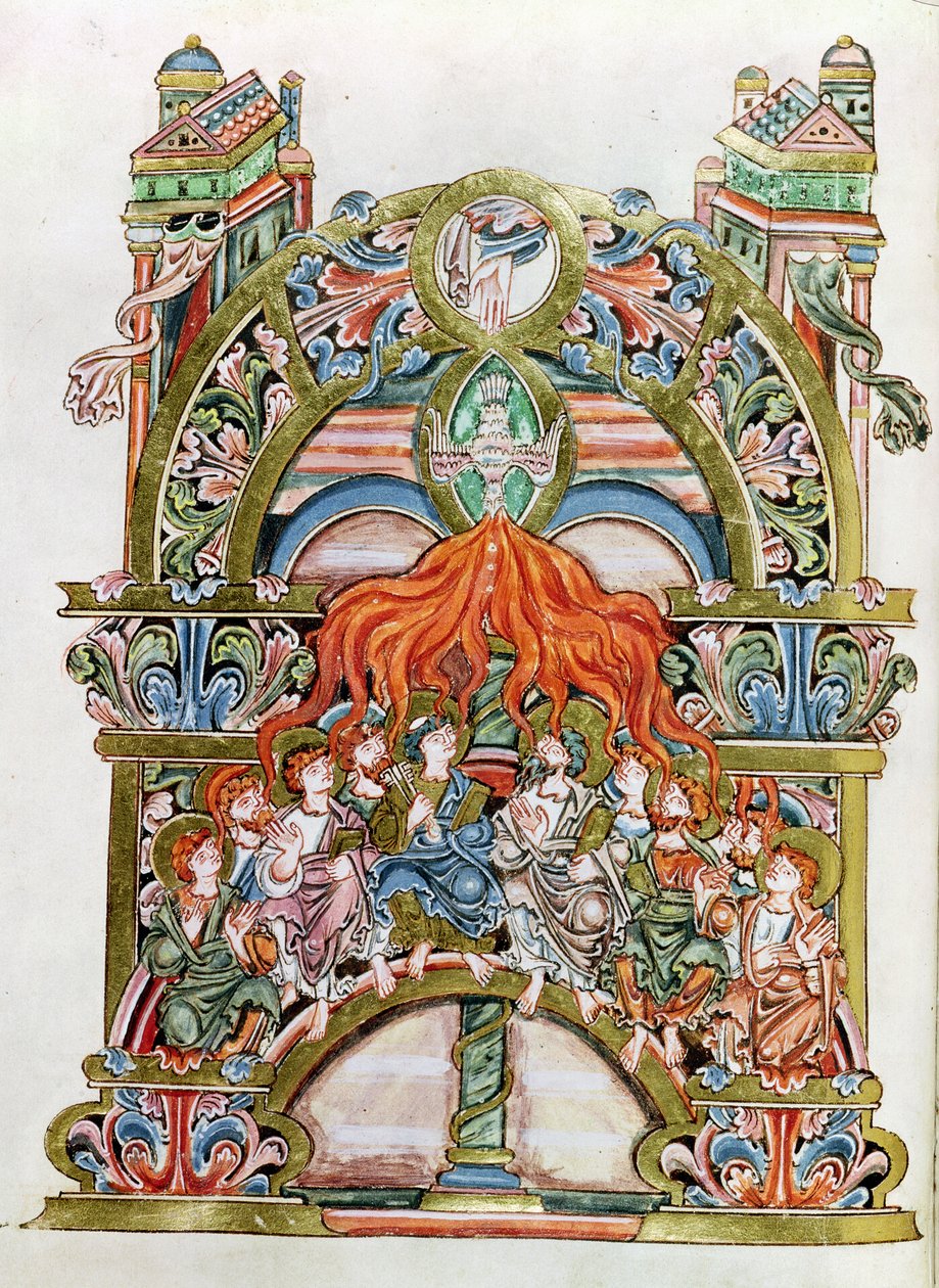 Pentecost, from the Winchester Pontifical by English School