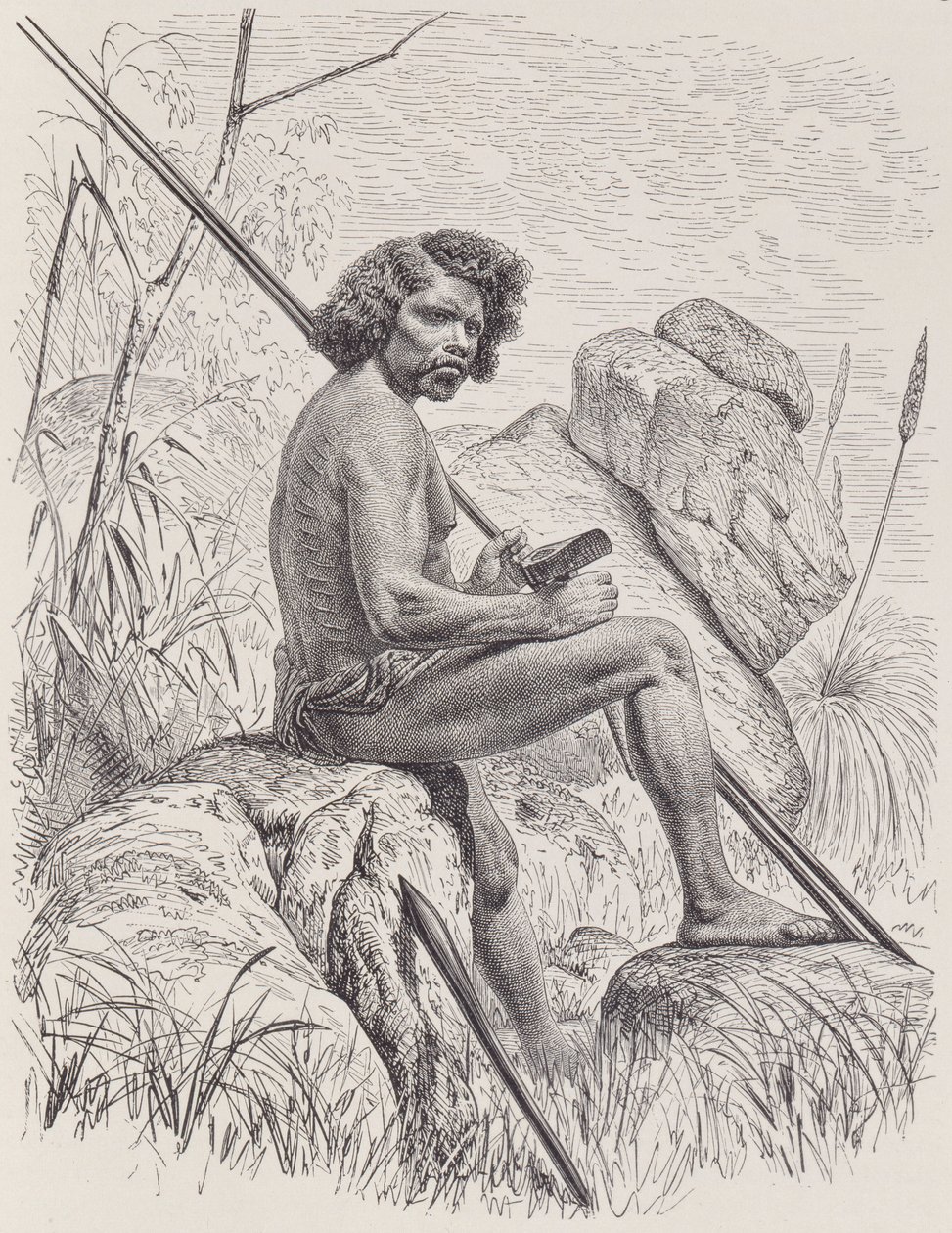 North Australian with spears, axe and clubs, from The History of Mankind, Vol.1, by Friedrich Ratzel, 1896 by English School