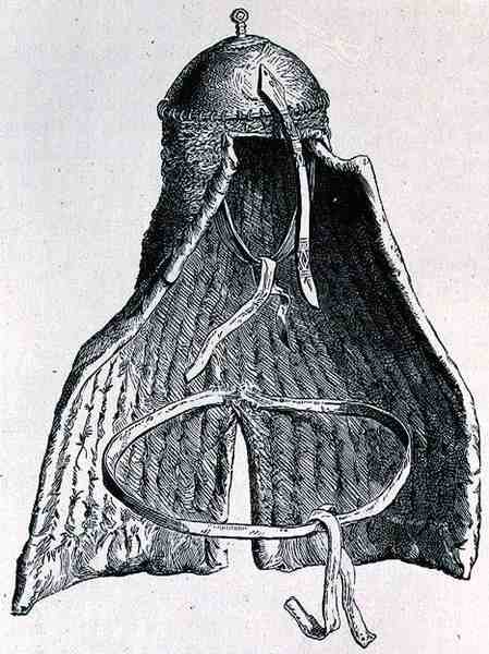 Nubian helmet, from The History of Mankind, Vol.III, by Prof. Friedrich Rayzel, 1898 by English School
