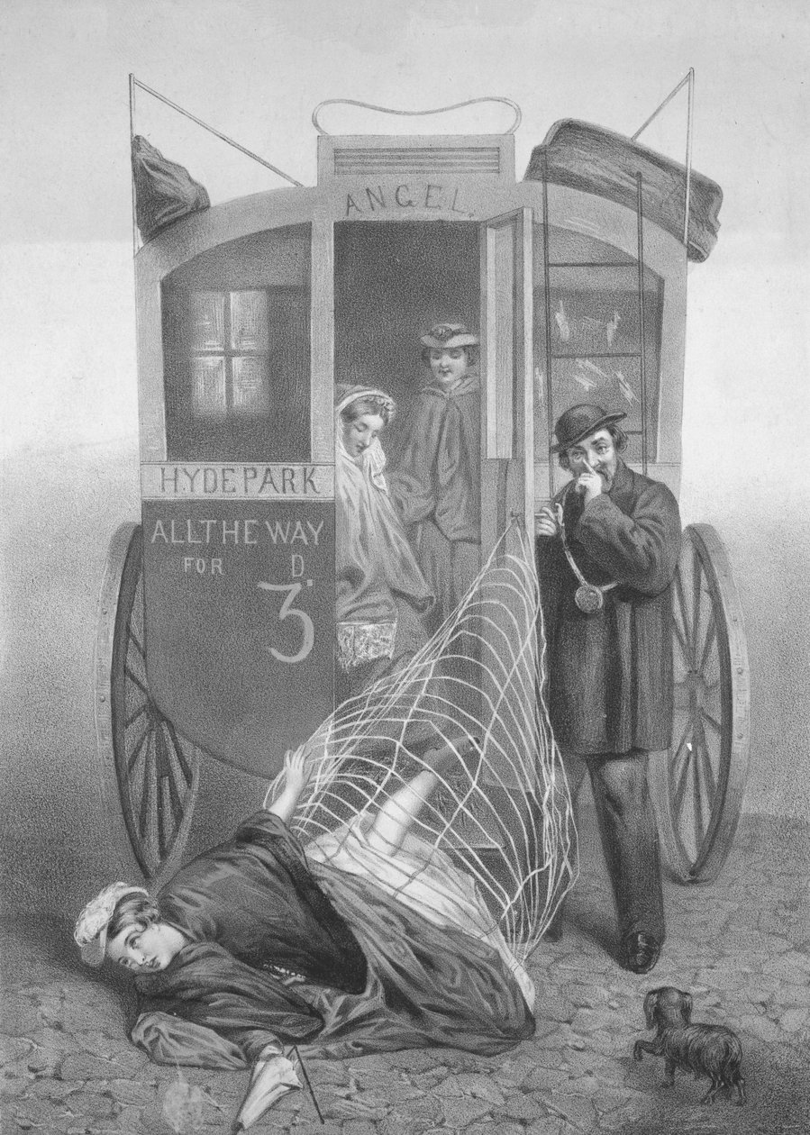 Perils of the Crinoline, 1850-70 by English School