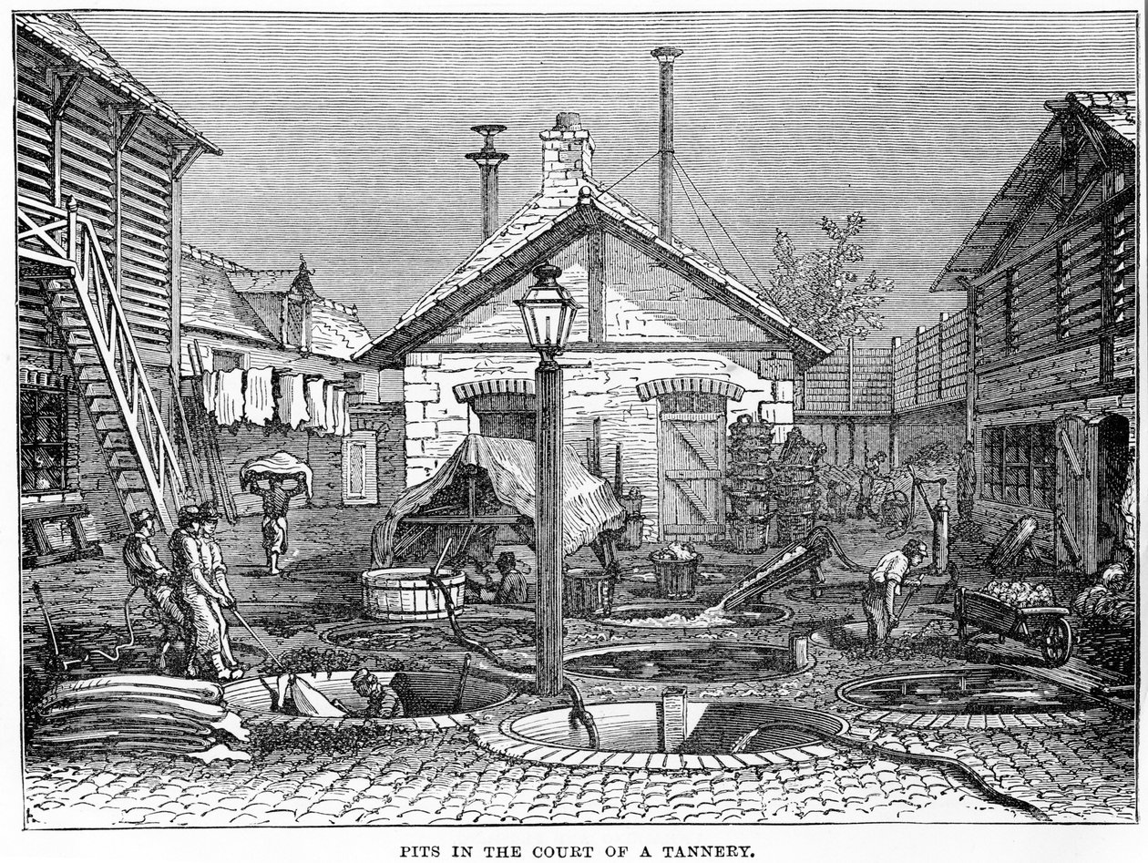 Pits in the Court of a Tannery by English School