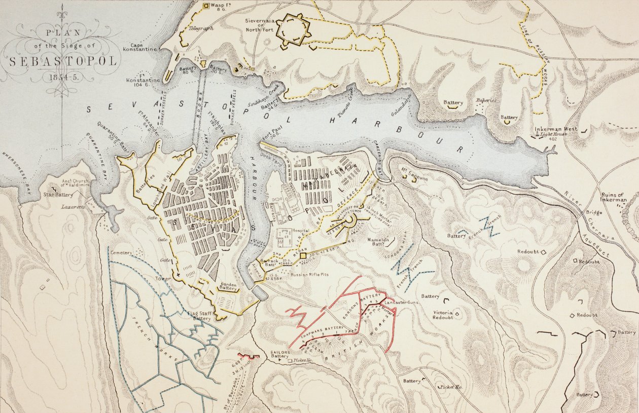 Plan of the Siege of Sebastopol, 1883 by English School
