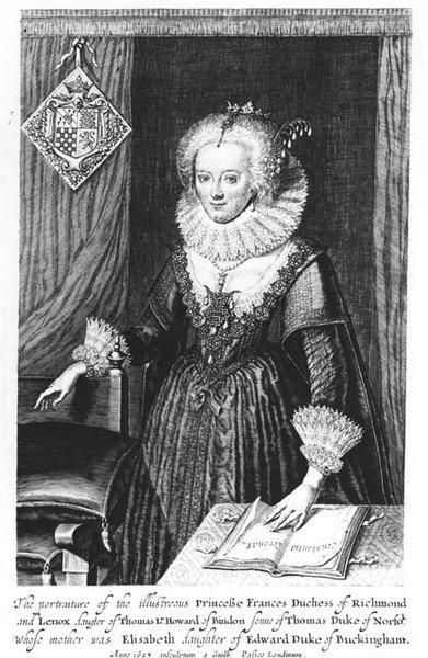 Portrait of Princess Frances, Duchess of Richmond and Lennox, engraved by Guilh, 1623 by English School