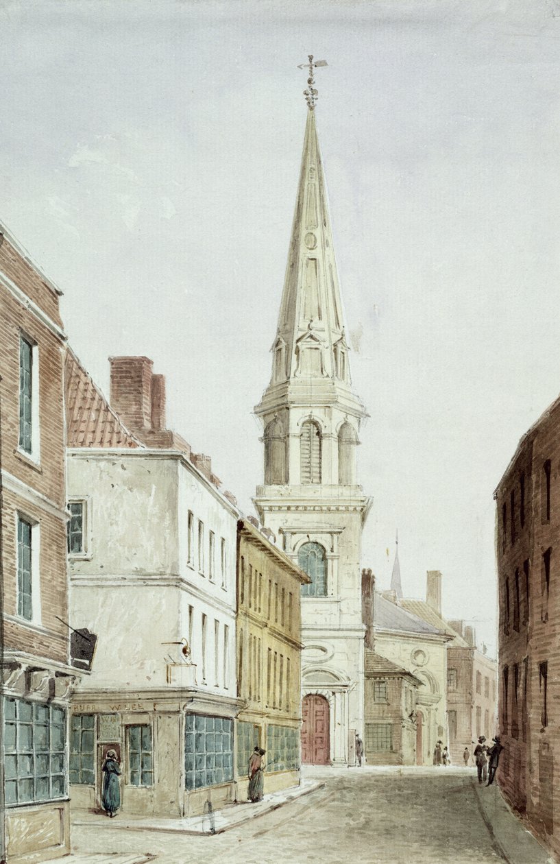St. Antholins Church, a View from the West along Watling Street, c.1850 by English School