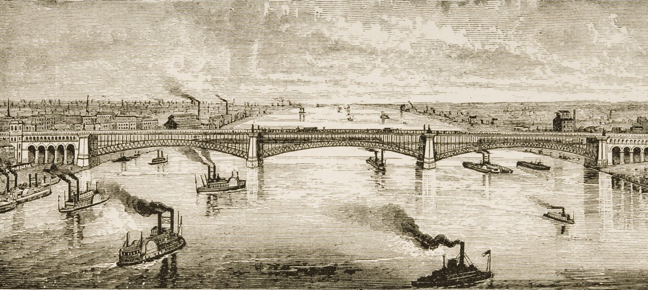 Steel Bridge Crossing the Mississippi River at St. Louis, c.1874, from 