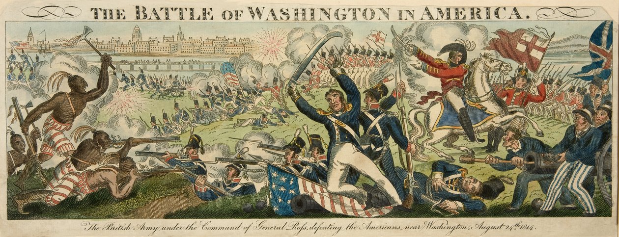 The Battle of Washington in America, 24th August, 1814, pub. c.1816 by English School