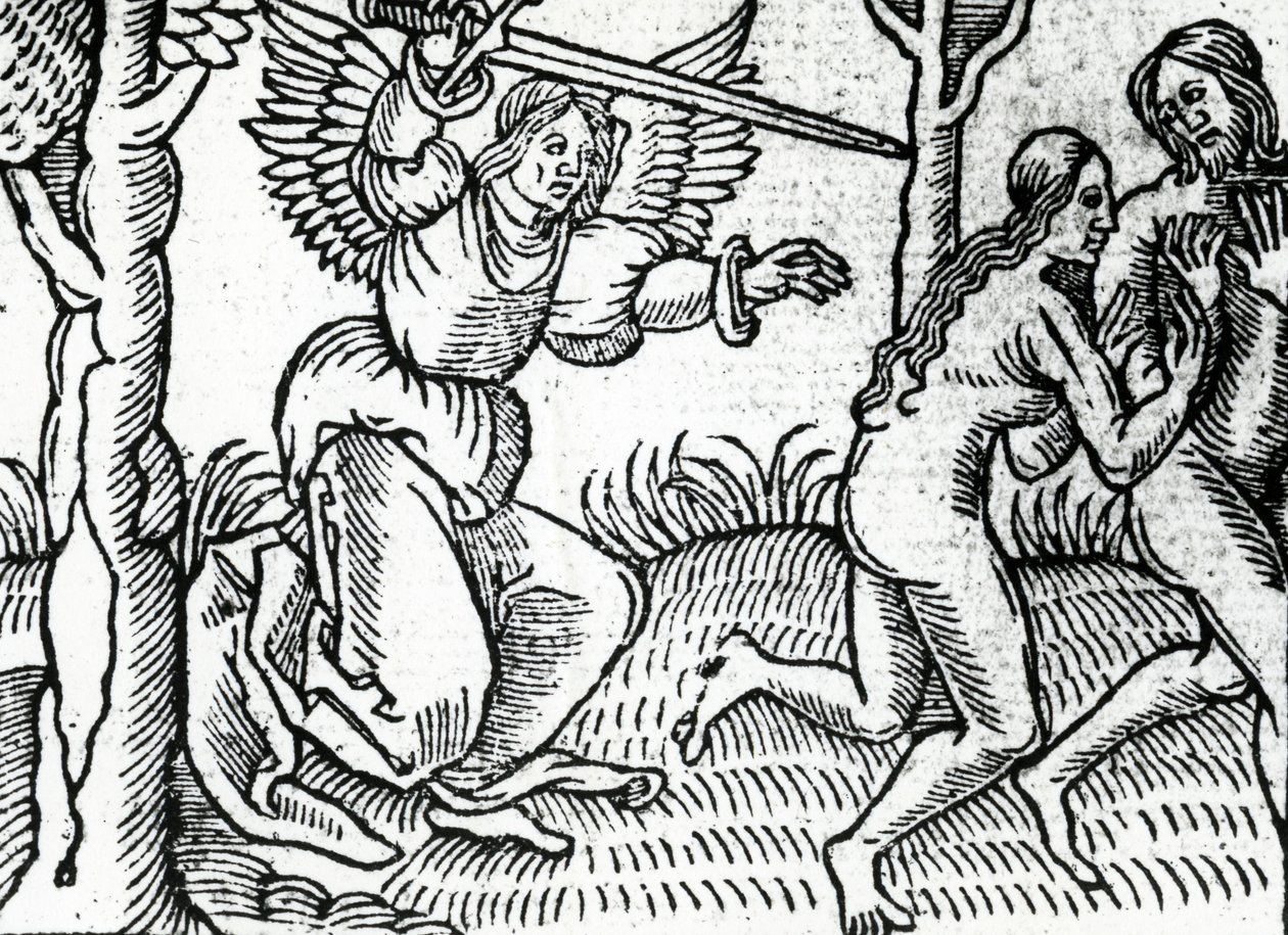 The Expulsion from the Garden of Eden, illustration from Cranmer