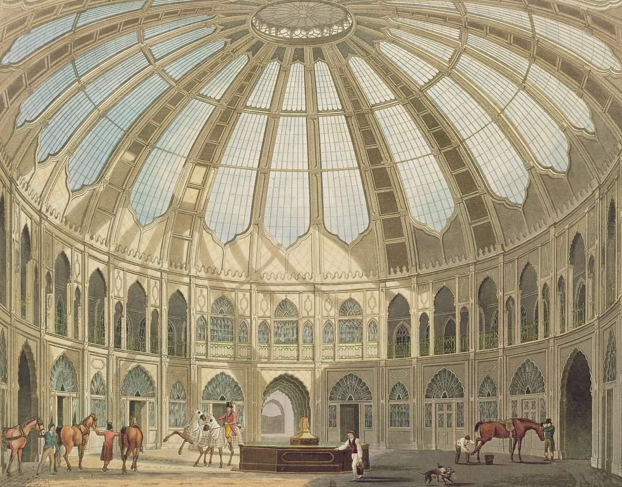 The Interior of the Stables, from Views of The Royal Pavilion, Brighton by English School
