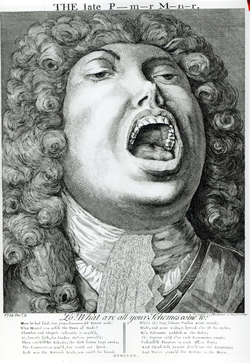 The Late Premier Minister, published by G. Bickham, Mays Buildings, Covent Garden, 1743 by English School