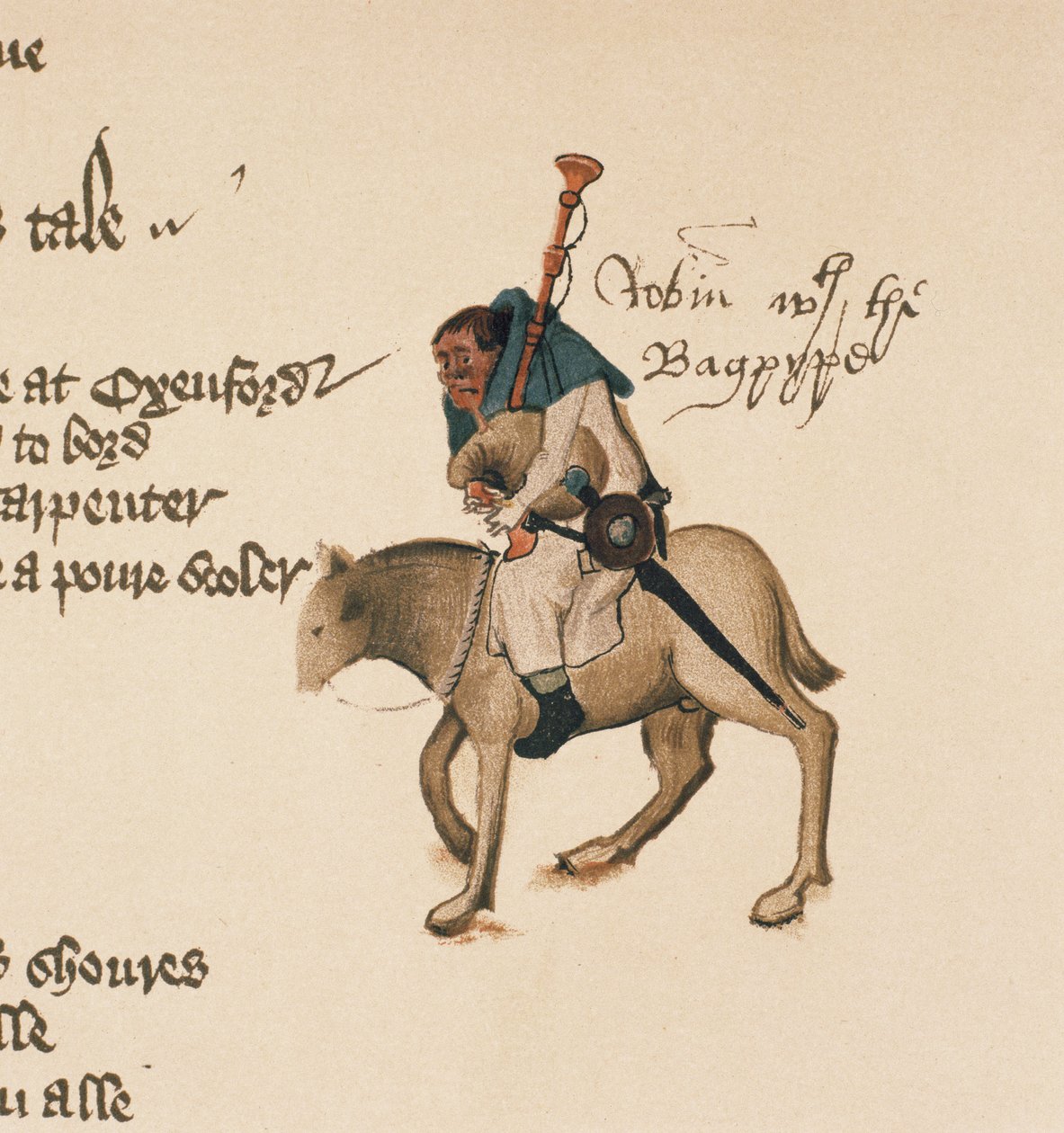The Miller (detail) from The Canterbury Tales, by Geoffrey Chaucer, Ellesmere Manuscript, facsimile edition, 1911 by English School