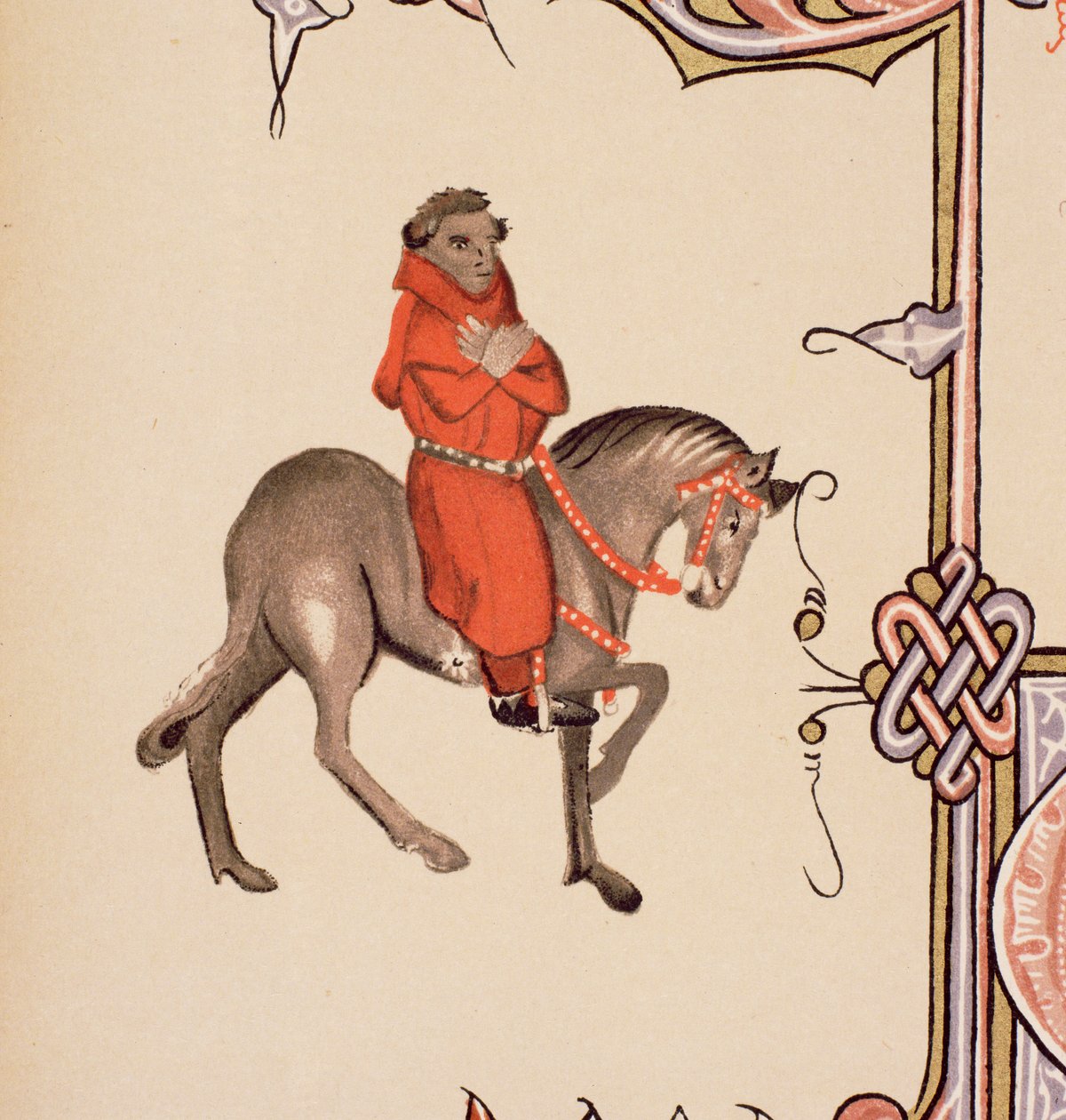 The Parson (detail) from The Canterbury Tales, by Geoffrey Chaucer, Ellesmere Manuscript, facsimile edition, 1911 by English School