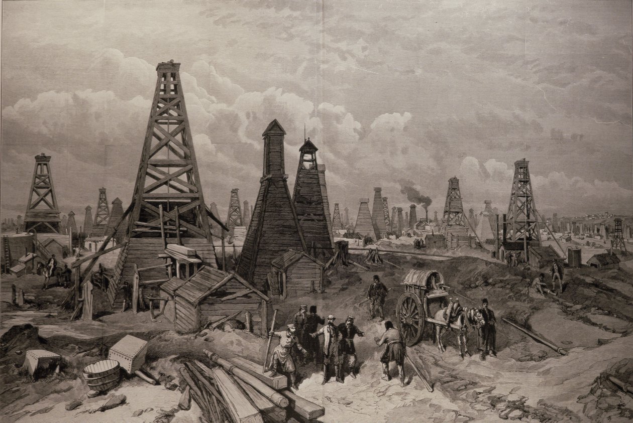 The Petroleum Oil Wells at Baku on the Caspian Sea, from 