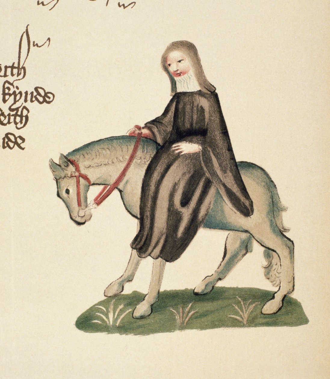The Second Nun (detail) from The Canterbury Tales, by Geoffrey Chaucer, Ellesmere Manuscript, facsimile edition, 1911 by English School