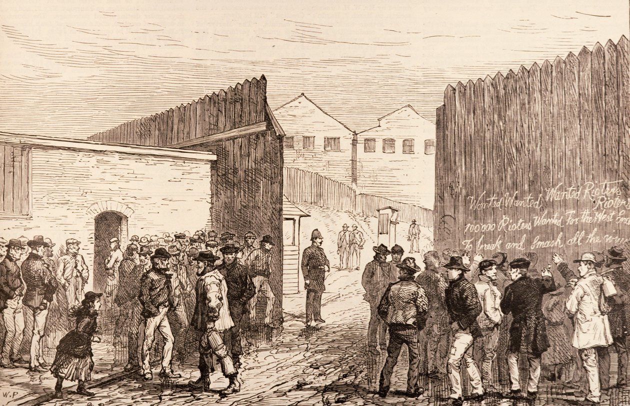 The Unemployed of London: Inscription on the Gates, West India Docks, from 