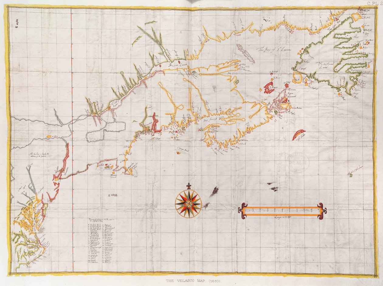The Velasco Map, facsimile, 1610 by English School