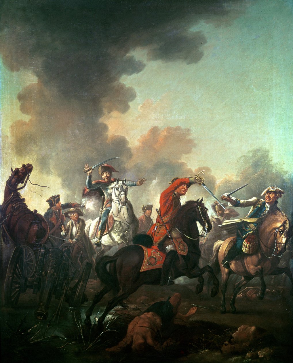 Thomas Brown at the Battle of Dettingen, 27th June 1743 by English School