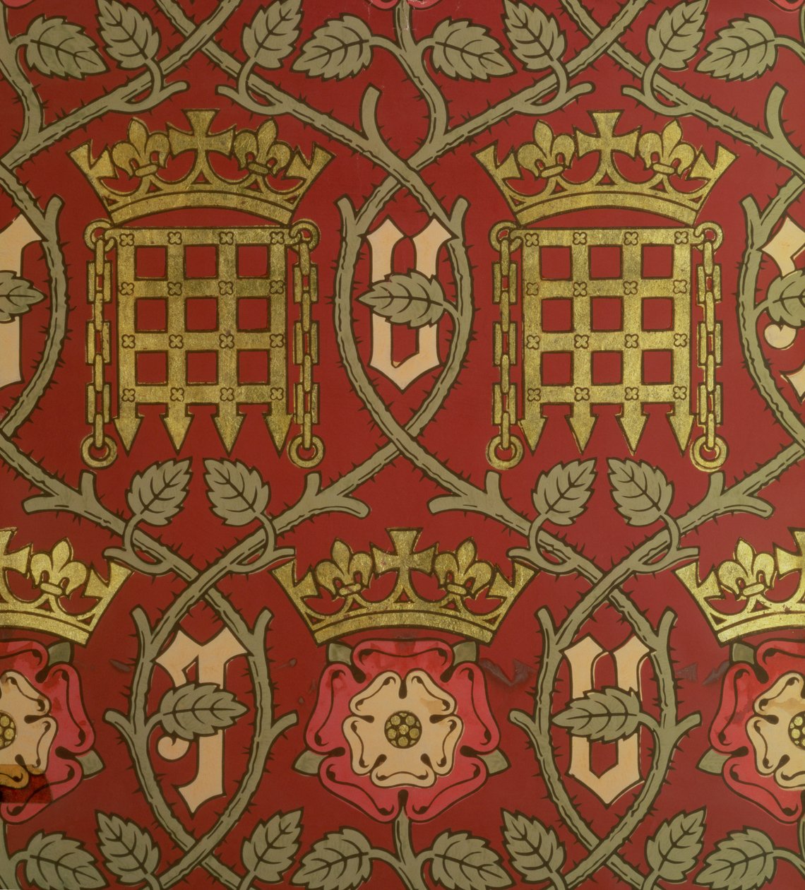 Tudor Rose, reproduction wallpaper designed by S. Scott and produced by Cole & Sons, after a design by Augustus Charles Pugin for the Houses of Parliament, 1845-50 by English School