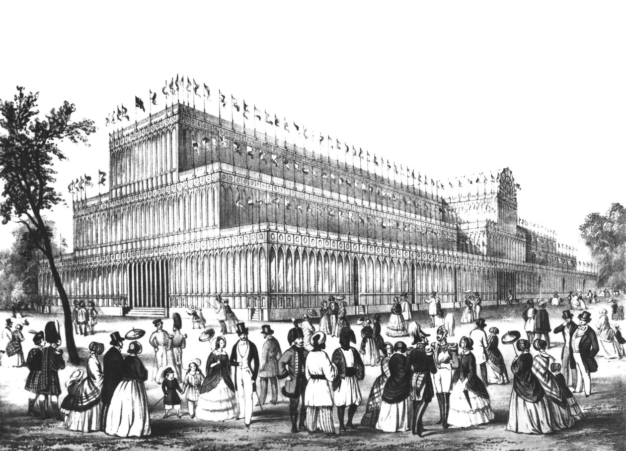 View of the Exterior of the Crystal Palace, built for the Great Exhibition of 1851 by English School