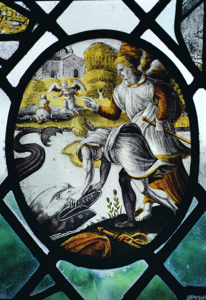 Window depicting Tobias and Archangel Raphael at the River Tigris by English School