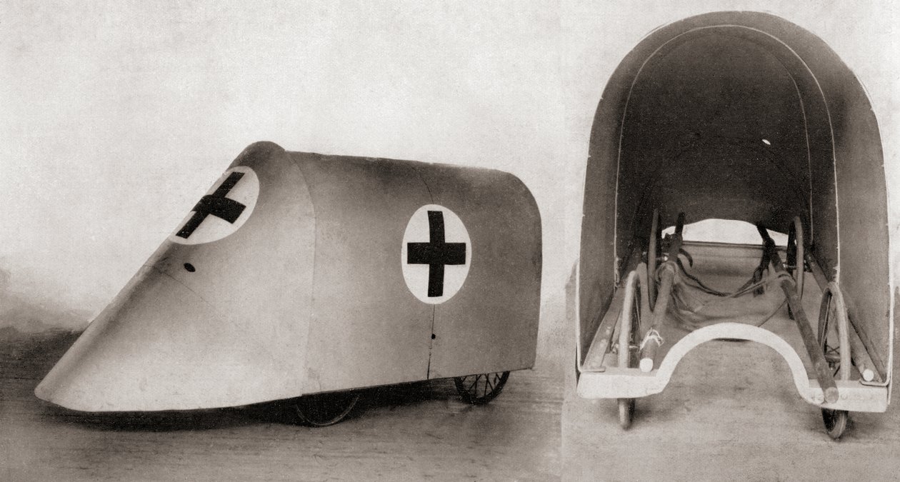 A Bullet Proof Stretcher Cover for Rescuing the Wounded and the Stretcher Bearers Between Trenches During World War One, from The Illustrated War News, 1915 by English Photographer