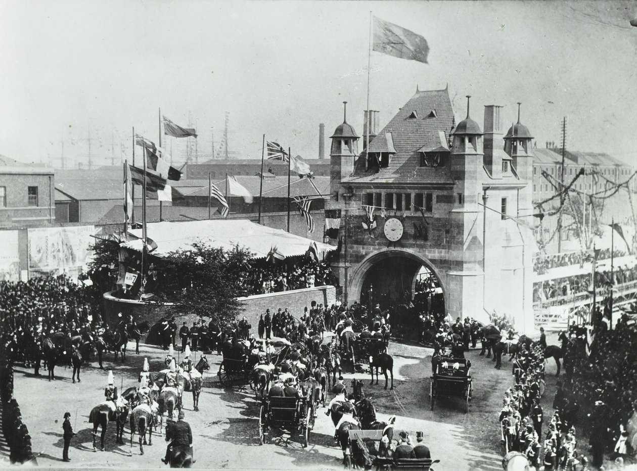 Blackwall Tunnel: Horse-Drawn Carriages Pass Through the Entrance Ceremonial Opening of the Tunnel, 1897 by English Photographer