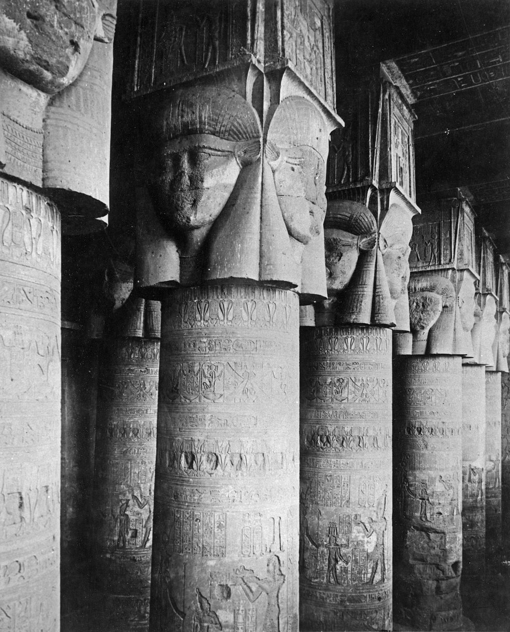 Columns in the Temple of Hathor, c.1904-05 by English Photographer