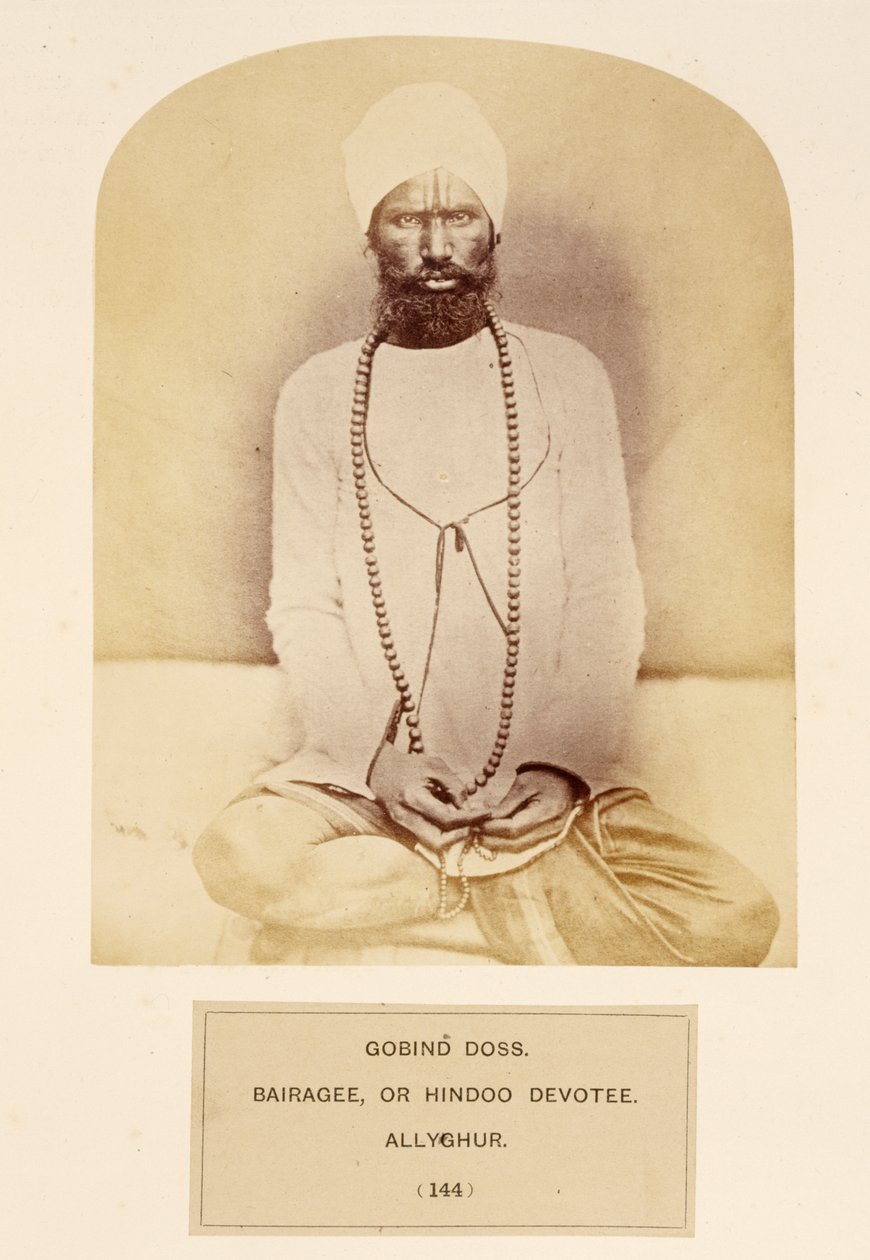Govind Doss, Bairagee, or Hindoo Devotee, Allyghur, from The People of India, by J. Forbes Watson, published 1868 by English Photographer