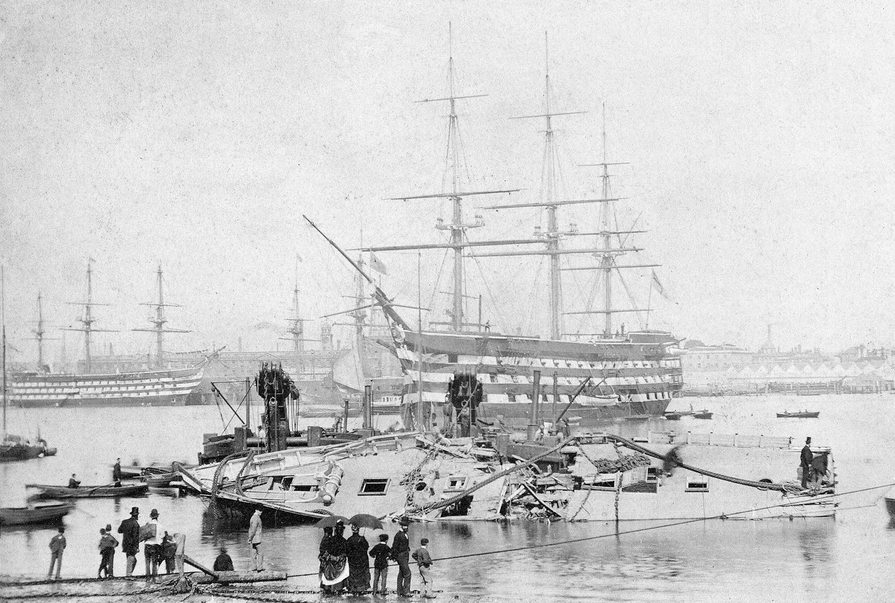 HMS Victory in Portsmouth Harbour, c.1870 by English Photographer