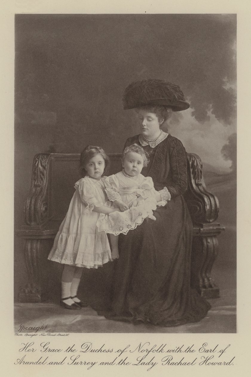 Her Grace the Duchess of Norfolk with the Earl of Arundel and Surrey and the Lady Rachael Howard by English Photographer