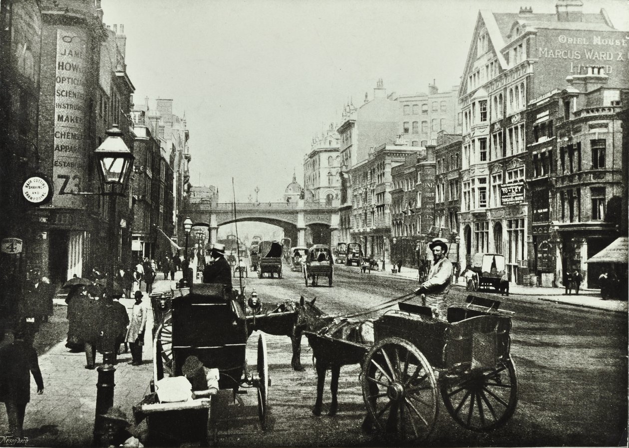 Holborn Viaduct, Farringdon Street, looking north, City of London, 1890 by English Photographer