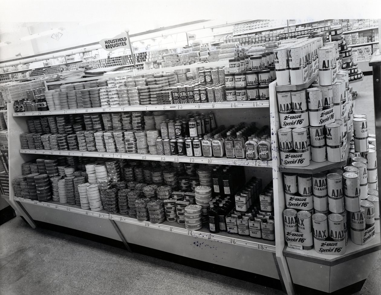 Household Requisites Aisle, Woolworths Store by English Photographer